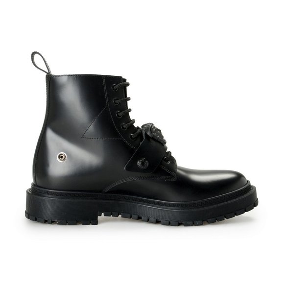 Versace Men\'s Ultra Black Leather Medusa Ankle Boots Shoes US 7 IT 40 main image 4